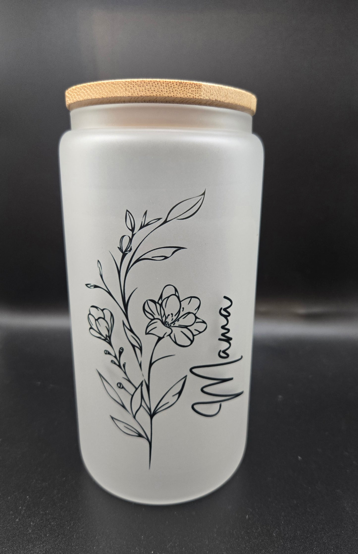 16 oz frosted glass cup (mama)