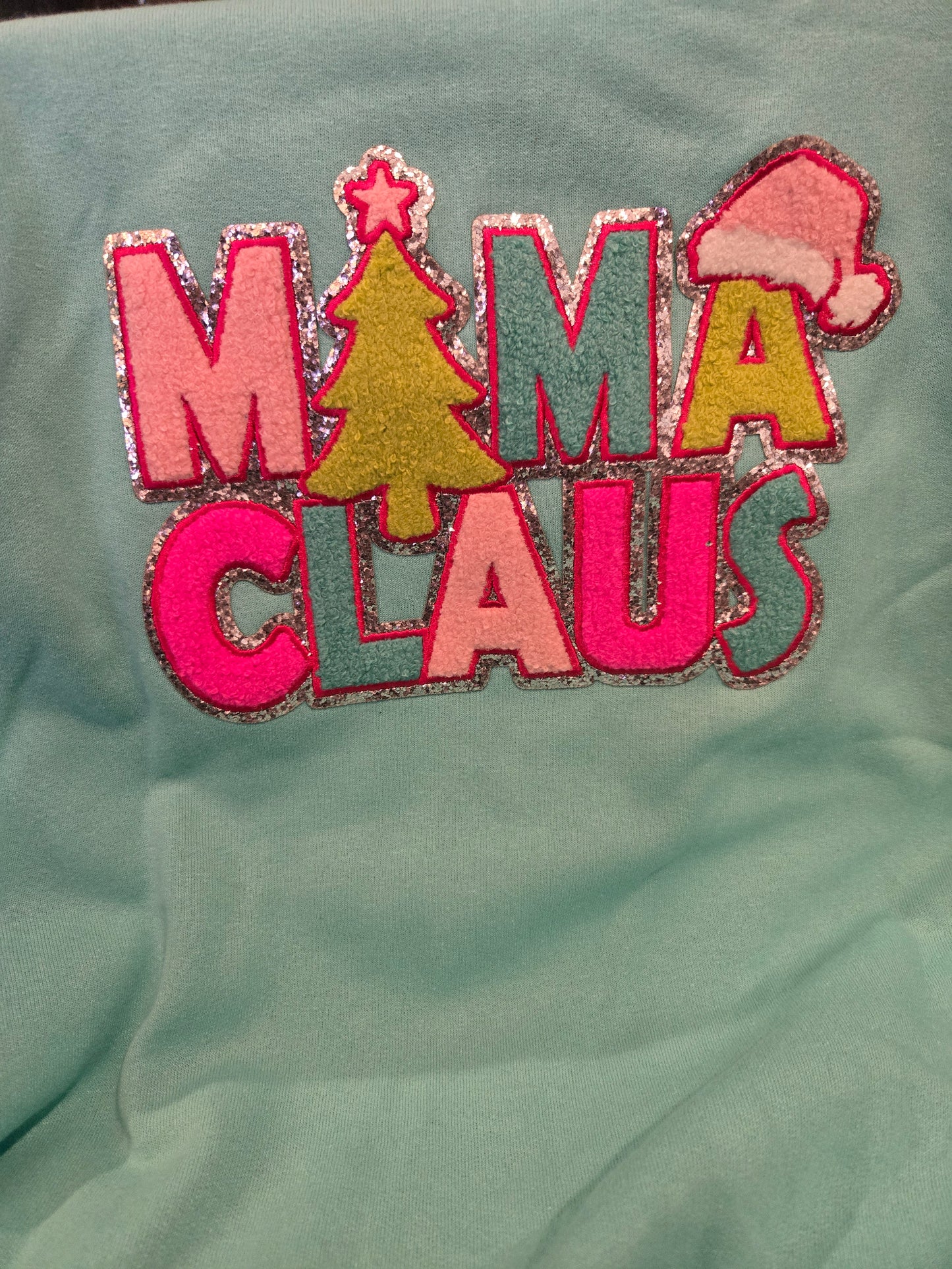 Blue Sweatshirt (Mama Claus patch)