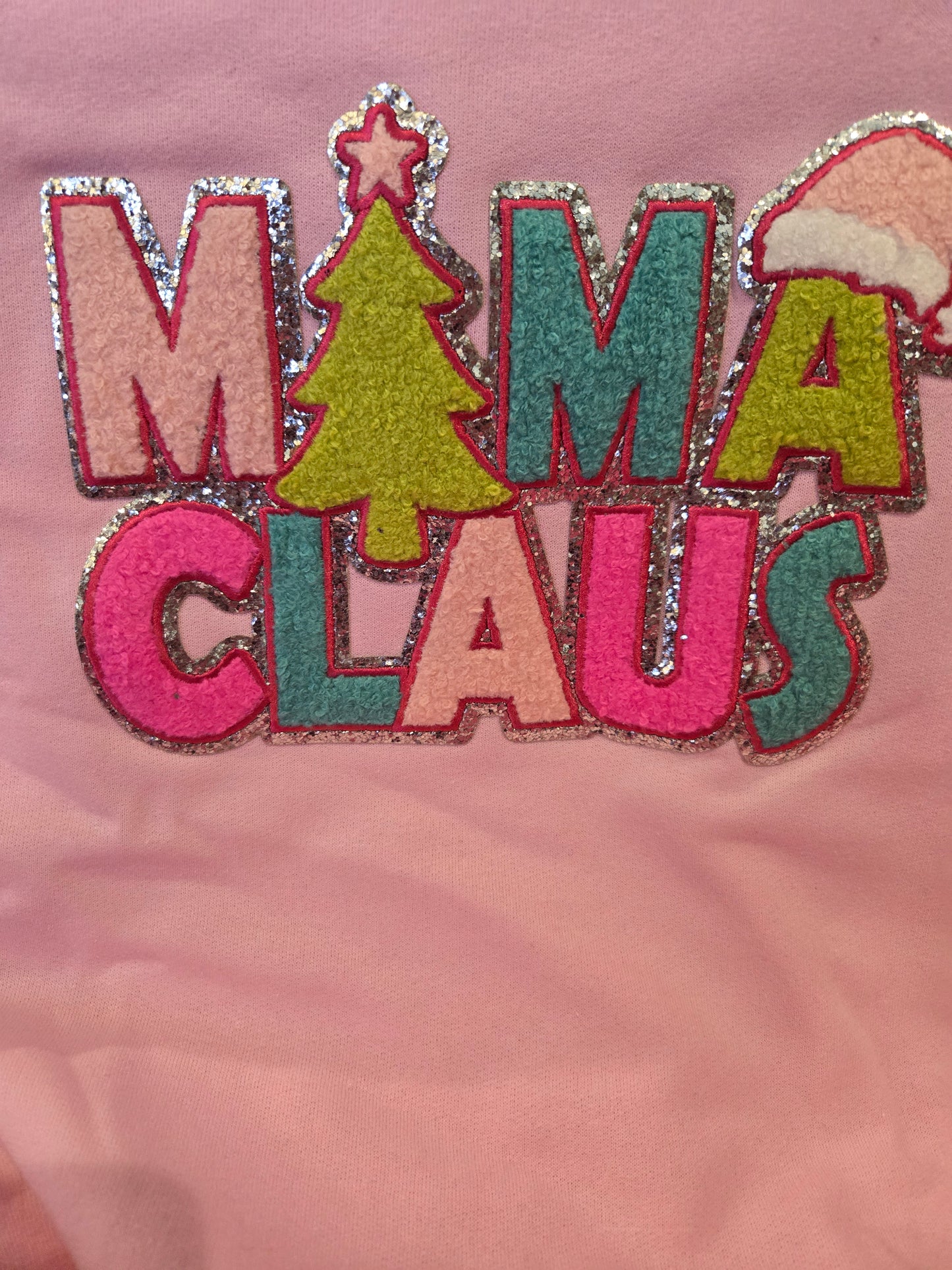 Light Pink Sweatshirt (mama Claus patch)