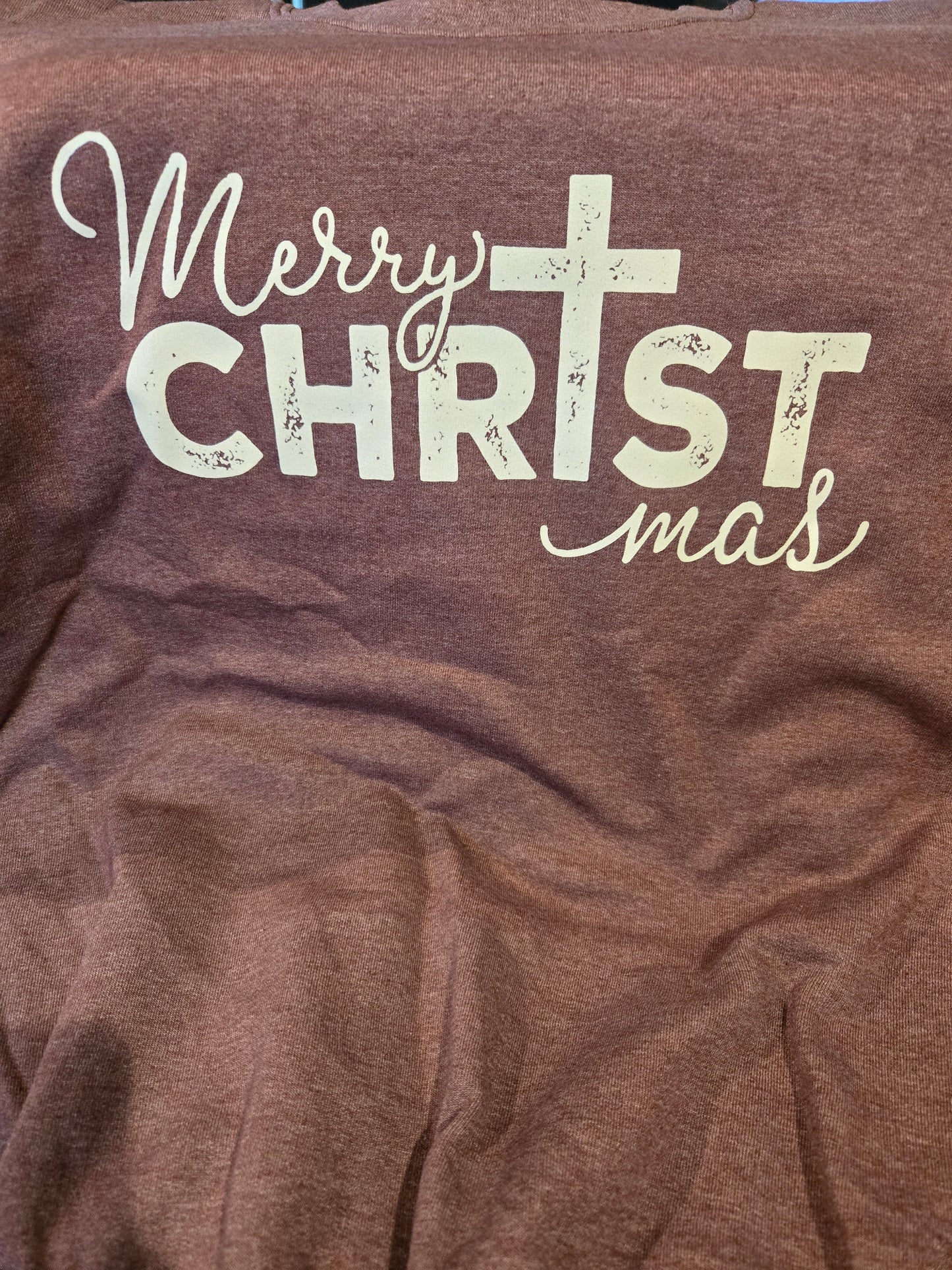 Heather Sport Dark Maroon Sweatshirt (Merry CHRISTmas)