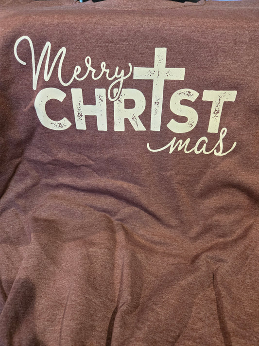 Heather Sport Dark Maroon Sweatshirt (Merry CHRISTmas)