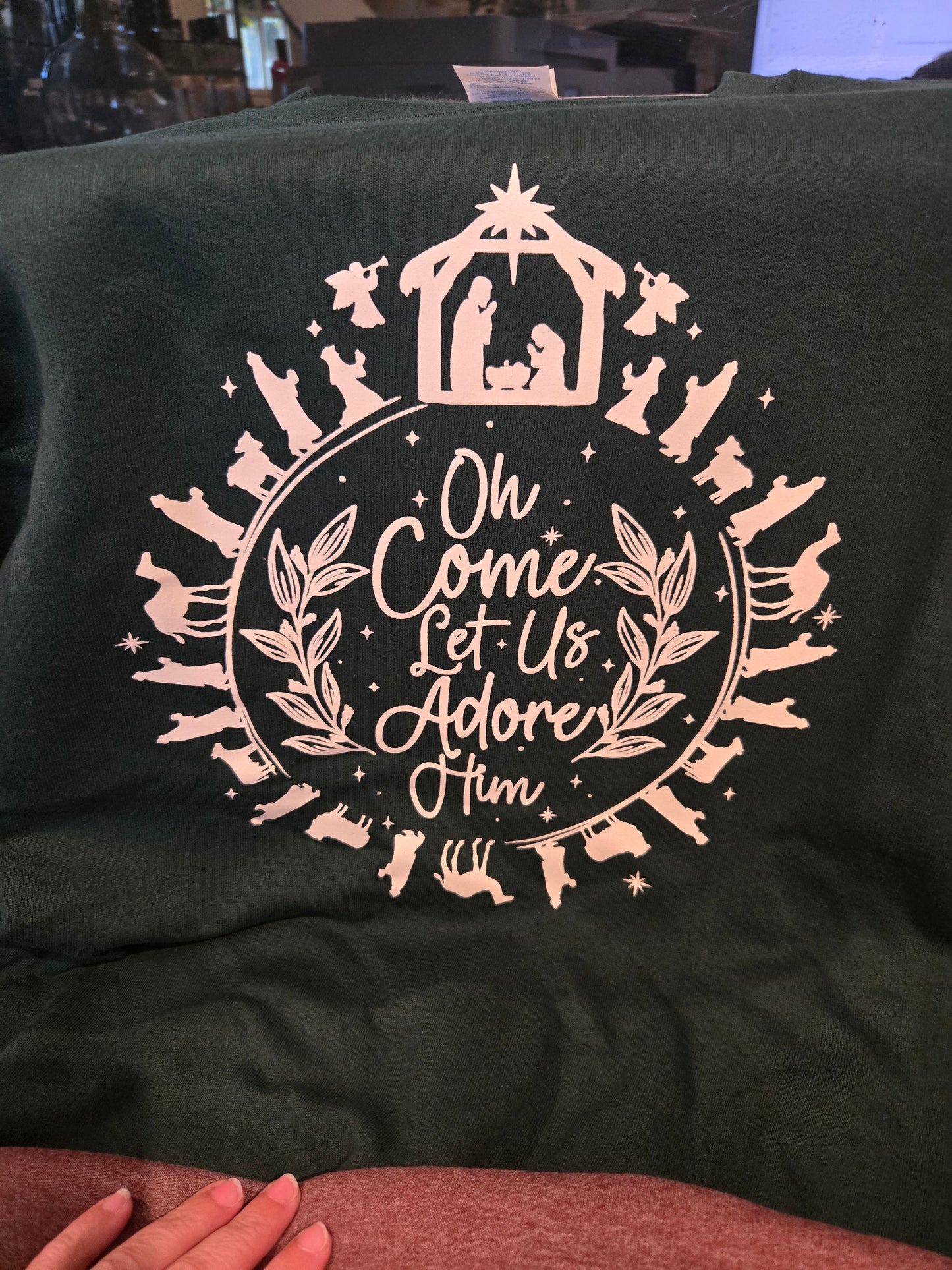 Green Sweatshirt (oh come let us adore him)