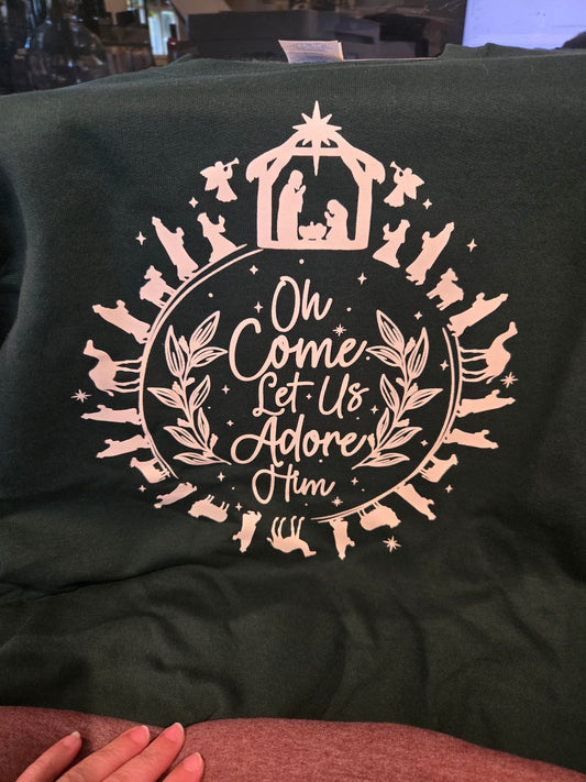 Green Sweatshirt (oh come let us adore him)